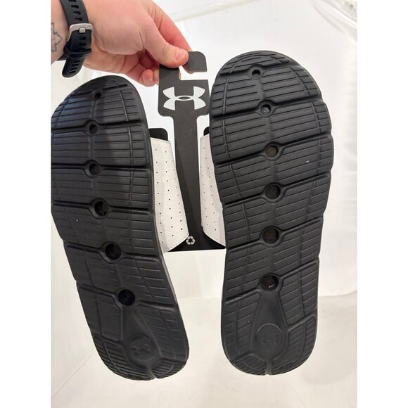 Under Armour UA M ignite pro slides black white mens shoes size 13 3026023 003